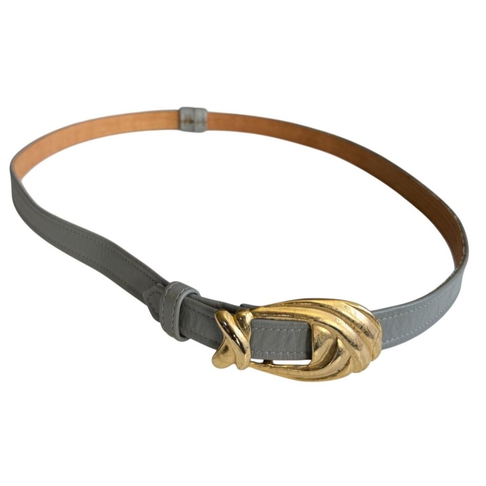 Vintage Ginnie Johansen Designs Leather Belt Gray Retro Minimalist